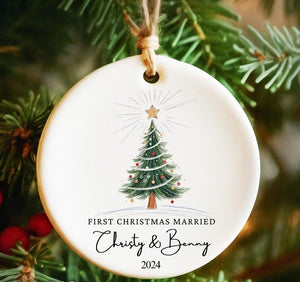 First Christmas Married Ornament, Mr and Mrs Ornament, Personalized Wedding Gift, Newlywed Christmas Gift, Wedding Christmas Ornament