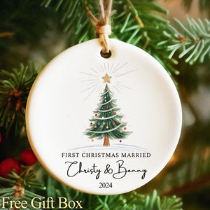 First Christmas Married Ornament, Mr and Mrs Ornament, Personalized Wedding Gift, Newlywed Christmas Gift, Wedding Christmas Ornament