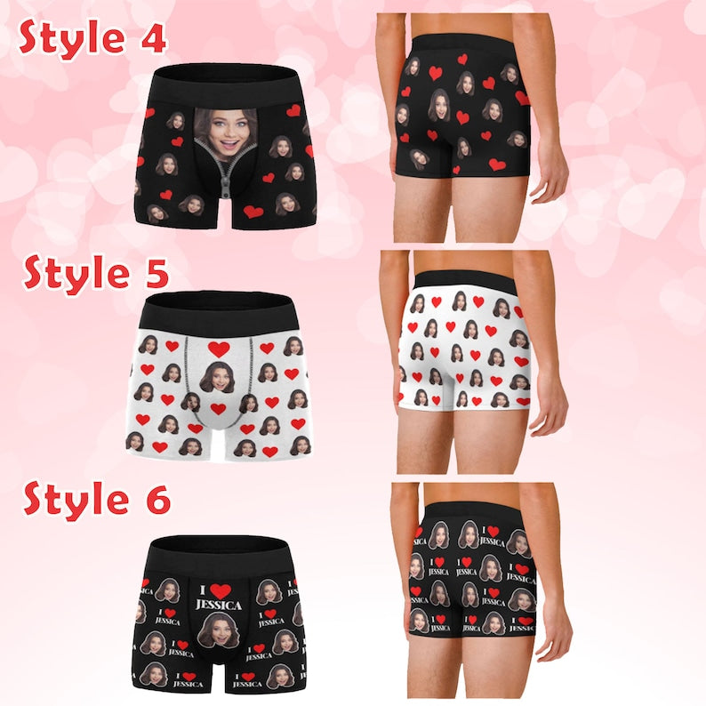Custom Boxer Briefs with Face, Custom Anniversary Gift for Boyfriend Husband Dad, Birthday Gift, Funny Valentines Gift for Him Boyfriend