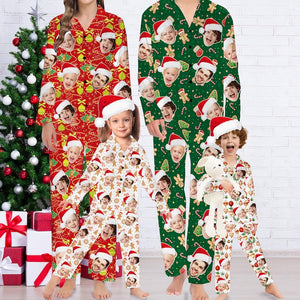 Custom Family Christmas Pajamas: Personalized Santa Hat Face PJs Set, Pajama Party