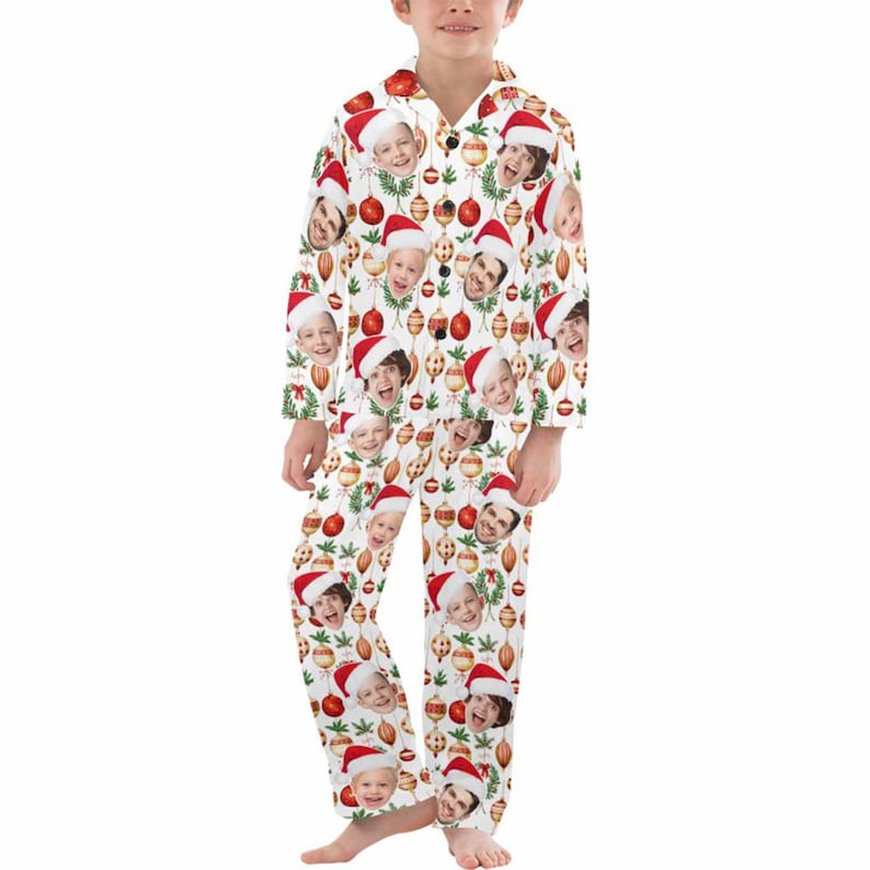 Custom Family Christmas Pajamas: Personalized Santa Hat Face PJs Set, Pajama Party