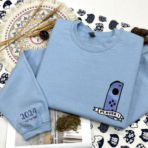 Matching Couple Sweatshirt with Player 1 and Player 2 Embroidery, Couple Crewneck, Personalized Anniversary Shirt, First Year Anniversary