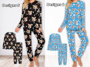 Custom Dog Photo Pajamas,Personalized Face Pajama Sets,Pet Pajamas Women Men Party Gift for Family Christmas,Kid pajamas sets,Pajama Party