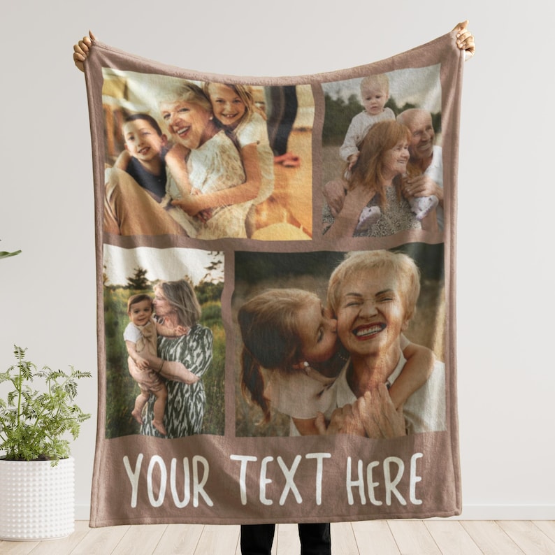 Custom Photo Blanket Grandma, Personalized Picture for Grandma, Photos Collage Grandma Gift, Photo Blanket Mom, Blanket With Photo and Text