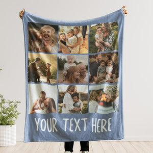 Custom Photo Blanket Collage, Picture Blanket With Text, Memorial Blanket, Friend Couples Gift, Birthday Anniversary Gift, Family Blanket