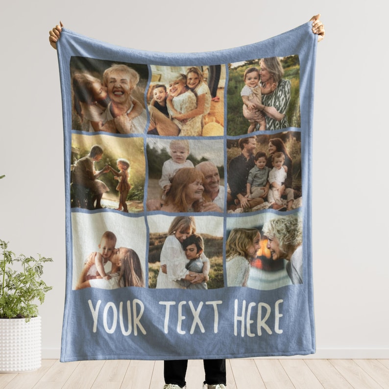 Custom Photo Blanket Grandma, Personalized Picture for Grandma, Photos Collage Grandma Gift, Photo Blanket Mom, Blanket With Photo and Text