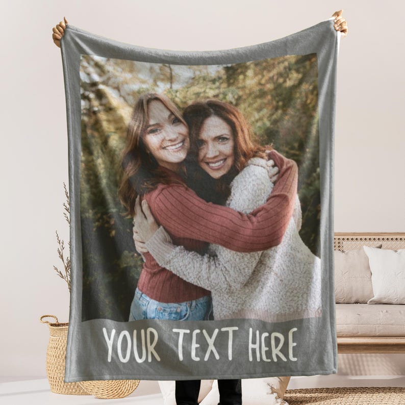 Custom Photo Blanket Collage, Picture Blanket With Text, Memorial Blanket, Friend Couples Gift, Birthday Anniversary Gift, Family Blanket