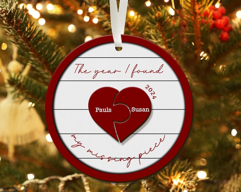 The Year I Found My Missing Piece, Custom Couple Christmas 2024 Ornament, Christmas Gift for Him or Her, Newly Wed Gift, Christmas Decor