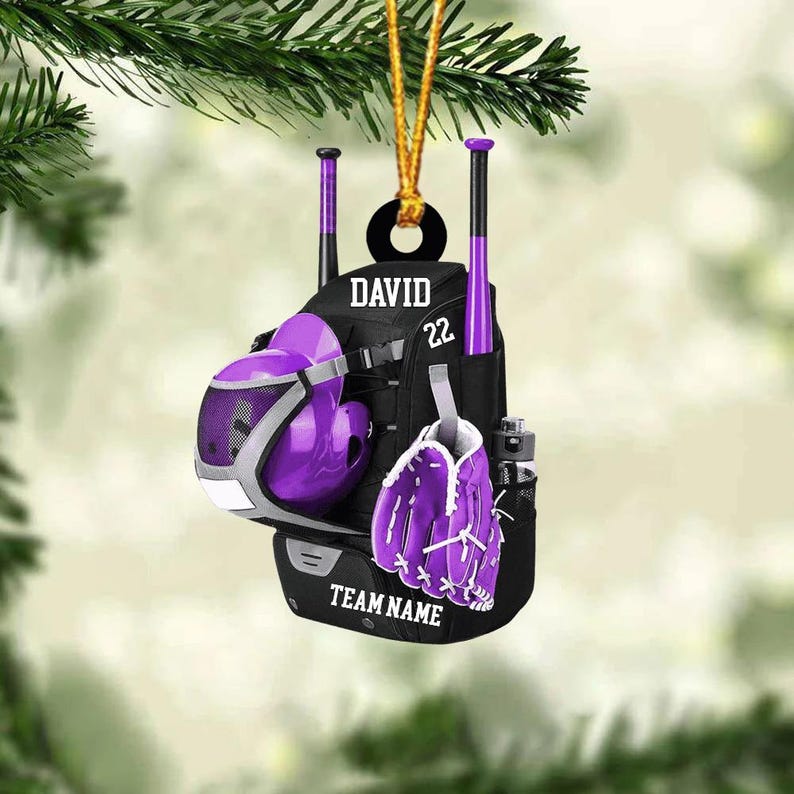 Personalized Baseball Christmas Ornament, Baseball Bag Ornament, Christmas Gift For Baseball Lover,Xmas Tree Decor, Gift For Baseball Player