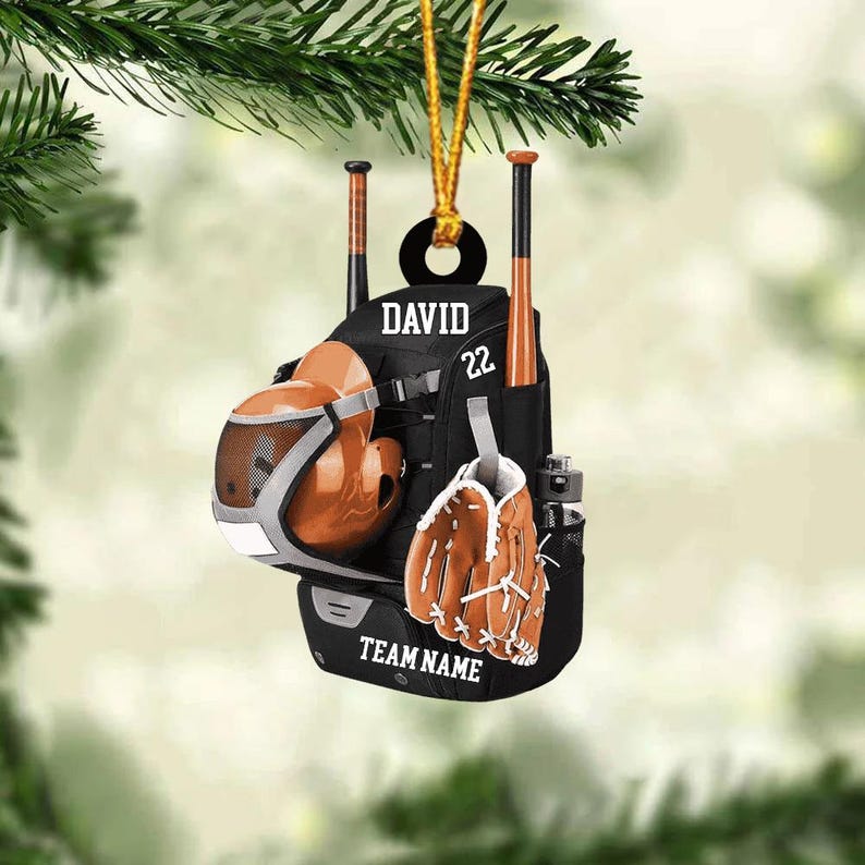 Personalized Baseball Christmas Ornament, Baseball Bag Ornament, Christmas Gift For Baseball Lover,Xmas Tree Decor, Gift For Baseball Player