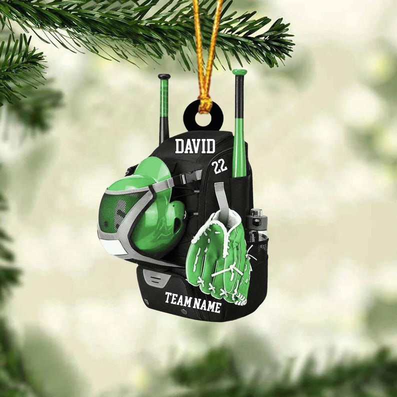 Personalized Baseball Christmas Ornament, Baseball Bag Ornament, Christmas Gift For Baseball Lover,Xmas Tree Decor, Gift For Baseball Player