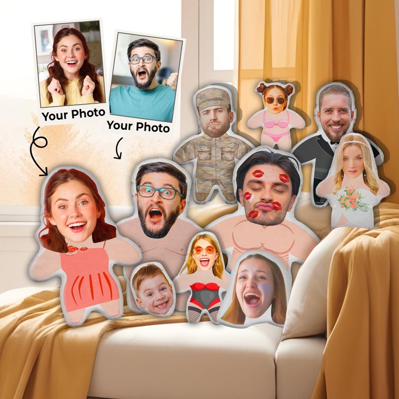 Personalized Face Pillow from Picture - Custom Funny Person Pillow To Boyfriend - Photo Cushion - Birthday Gift for Him & Her