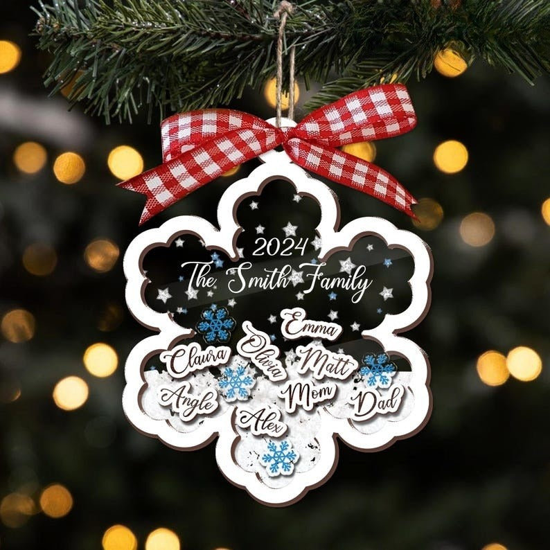 Family Ornament, Personalized Family Christmas Ornaments, 4D Shake Family Ornament, Christmas Gift, Family Keepsake 2024, Family With Pet