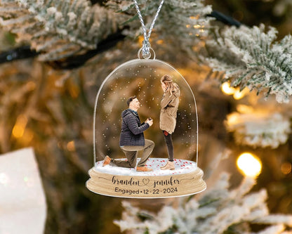 Engagement Ornament 2024, Proposal Photo Ornament, Custom Engaged Ornament, Engagement Gifts Personalized, Engagement Keepsake