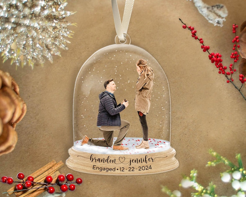 Engagement Ornament 2024, Proposal Photo Ornament, Custom Engaged Ornament, Engagement Gifts Personalized, Engagement Keepsake