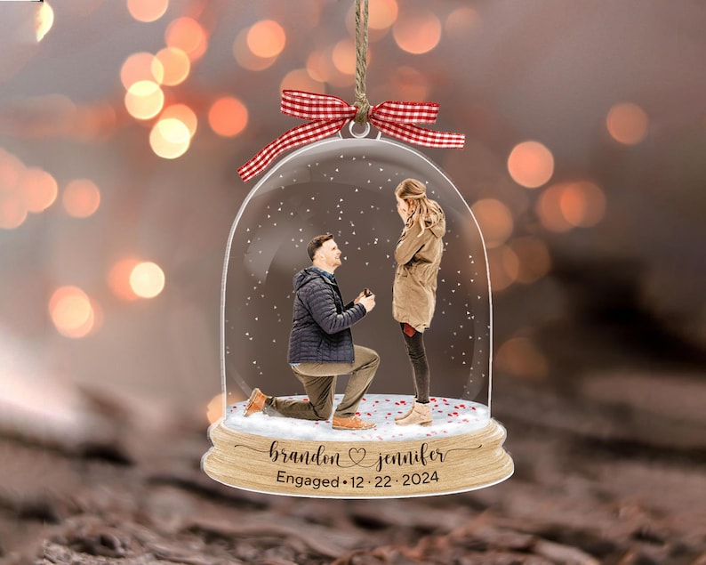 Engagement Ornament 2024, Proposal Photo Ornament, Custom Engaged Ornament, Engagement Gifts Personalized, Engagement Keepsake