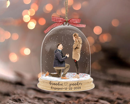 Engagement Ornament 2024, Proposal Photo Ornament, Custom Engaged Ornament, Engagement Gifts Personalized, Engagement Keepsake
