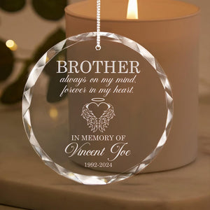Custom Brother Memorial Glass Ornament, Personalized Brother Sympathy Gift, Brother Bereavement Gift, Brother Loss Memorial Gift