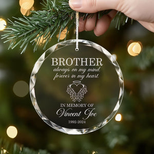 Custom Brother Memorial Glass Ornament, Personalized Brother Sympathy Gift, Brother Bereavement Gift, Brother Loss Memorial Gift