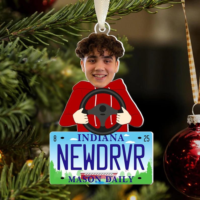 Personalized New Driver Ornament 2025, Drivers License Ornament, Funny Gift for New Driver, Drivers Permit Ornament, Custom Photo Ornament