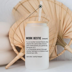 Work Bestie Ice Coffee Cup, Work Bestie Gift, Emotional Support Coworker Gift, Work Bestie Tumbler, Coworker To Friend Gift