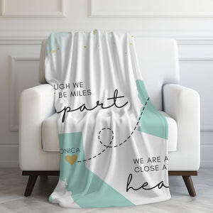 Custom State to State Blanket Gift for Long Distance Relationship Mom Daughter Best Friend Moving Away College, Miss You Personalized Gift