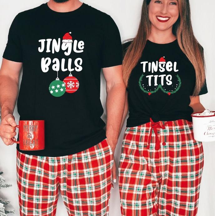 Jingle Bells Shirt, Tinsel Tits Shirt, Christmas Couple Shirts, Christmas Matching Shirts, Christmas Couple Shirts ,Christmas Couple Pajamas