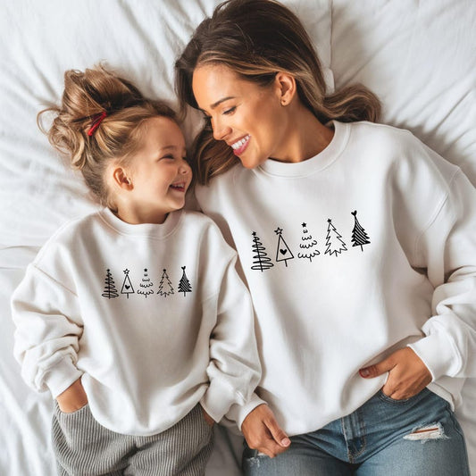 Festive family Christmas sweaters. Matching Christmas outfits for siblings. Family sweaters. Christmas tree sweaters. Christmas sweater.