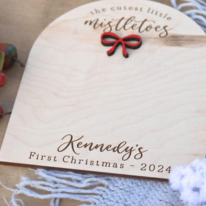 DIY Footprint Art, Baby's First Christmas, Mistletoes Sign, Wooden Kids Craft, Custom Children's Keepsake, Personalized Baby Christmas Decor