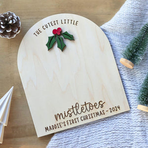 DIY Footprint Art, Baby's First Christmas, Mistletoes Sign, Wooden Kids Craft, Custom Children's Keepsake, Personalized Baby Christmas Decor