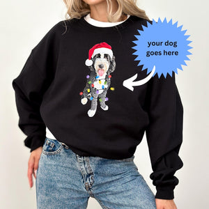 Custom Dog Sweatshirt, Holiday gift for Dog Lovers, Holiday Pet Crewneck, Personalized dog Christmas sweater, Custom Pet Illustration