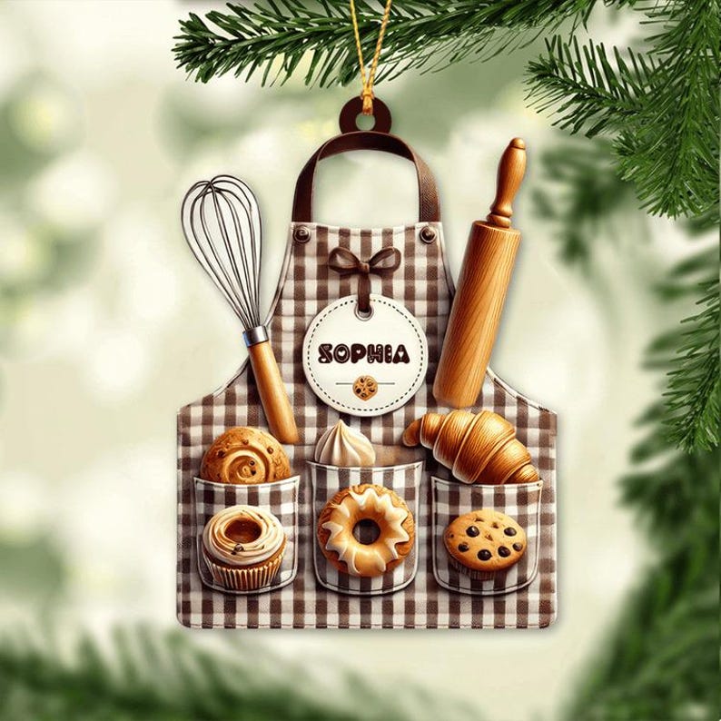 Personalized Baking Christmas Ornament ,Gift for Baking Lovers, Baking Uniform Ornament, Baking Lover Ornament for Her, Baking Ornament