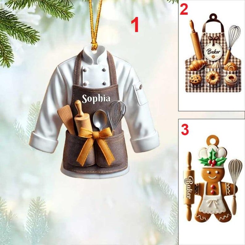 Personalized Baking Christmas Ornament ,Gift for Baking Lovers, Baking Uniform Ornament, Baking Lover Ornament for Her, Baking Ornament