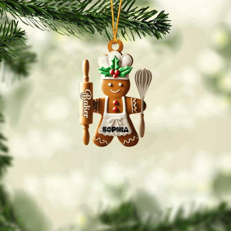 Personalized Baking Christmas Ornament ,Gift for Baking Lovers, Baking Uniform Ornament, Baking Lover Ornament for Her, Baking Ornament