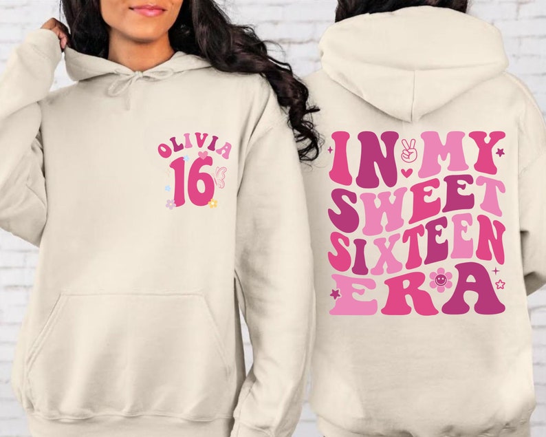 In My Sweet Sixteen Era Crewneck & Hoodie, Sweet 16 Squad Sweatshirt, Sweet 16 Crew, 16th Birthday Gift for Her, 16 Birthday Party Hoodie