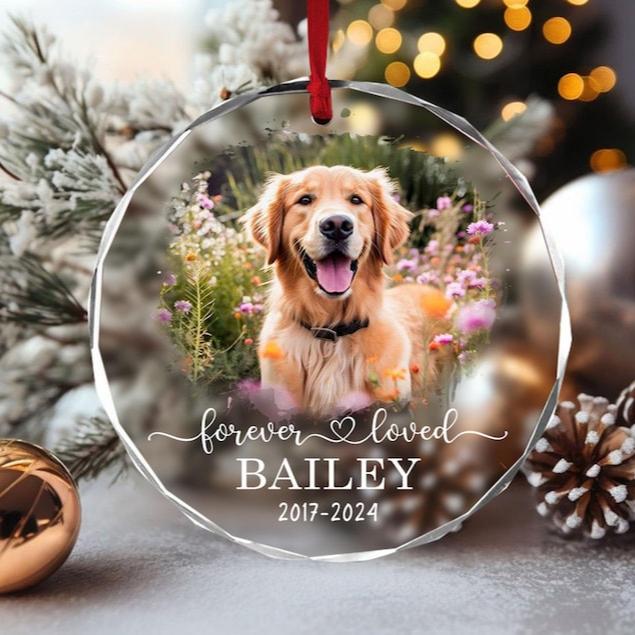 Custom Dog Memorial Ornament, Custom Pet Memorial Ornament, Forever Loved Ornament, Cat Memorial Ornament, Pet Loss Gift, Christmas Ornament