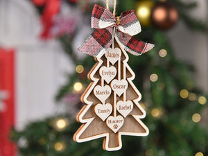 2025 Family Christmas Tree Ornament, Custom Wooden Family Christmas Ornament, Engraved Ornament,Christmas Gift,Personalized Holiday Ornament