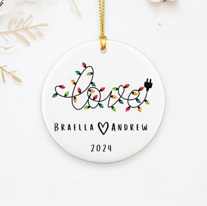 Personalized Christmas lights love couple Ornament, romantic gifts for her, romantic gifts for couples