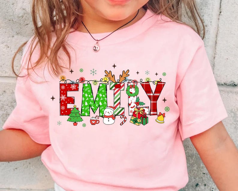 Kids Christmas Toddler Shirt, Youth Christmas Shirt, Custom Baby Name Christmas Toddler Top, Girls Boys Christmas Shirt, Cute Reindeer Shirt