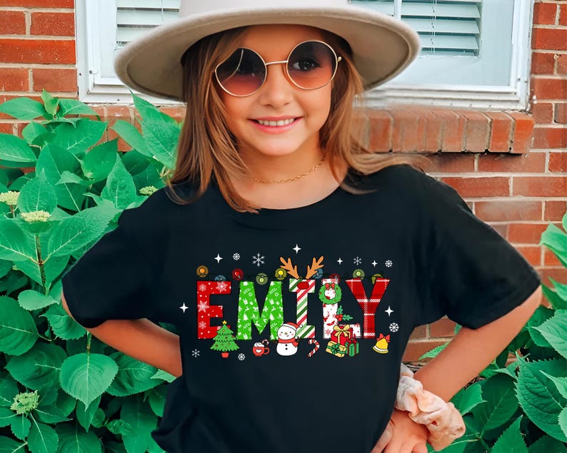 Kids Christmas Toddler Shirt, Youth Christmas Shirt, Custom Baby Name Christmas Toddler Top, Girls Boys Christmas Shirt, Cute Reindeer Shirt