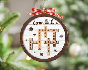 Personalized Grandparents Christmas Ornament, Crossword Christmas Ornament, Grandkids Crossword Puzzle Ornament, Grandparent Christmas Gift