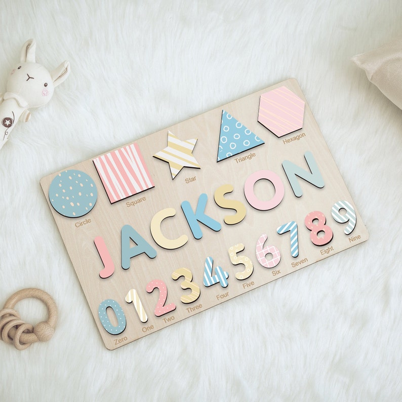 Baby Gift for Girls Personalized Wooden Name Puzzle: Custom Baby Shower Gift for Baby Boys and Girls - Personalized Toy for Toddlers