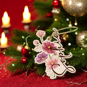 Personalized Birth Flower Ornament For Sister, Custom Different Flowers From The Same Garden, Custom Name With Birth Month Flower