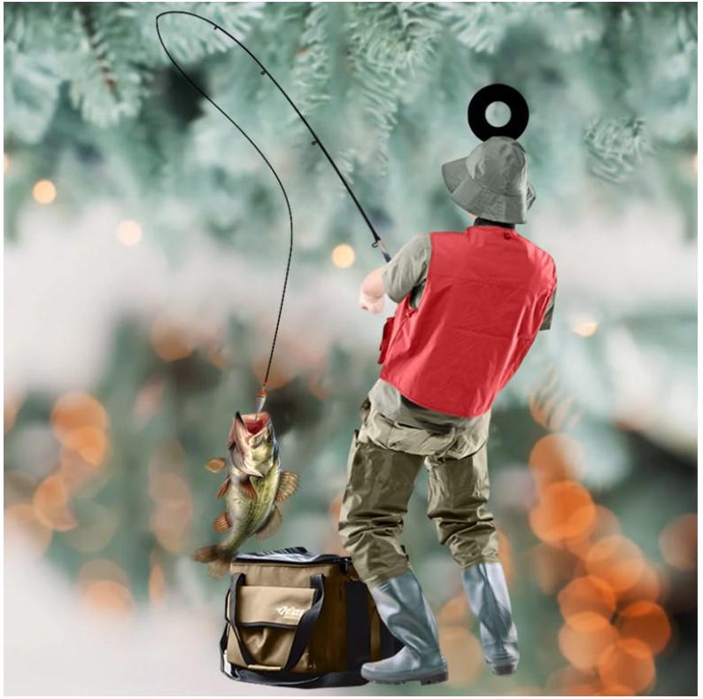 Personalized Fishing Christmas Ornament, Fishing Man Ornament, Christmas Gift For Fishing Lovers, Xmas Tree Decor Gift For Fishing Lovers