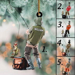 Personalized Fishing Christmas Ornament, Fishing Man Ornament, Christmas Gift For Fishing Lovers, Xmas Tree Decor Gift For Fishing Lovers