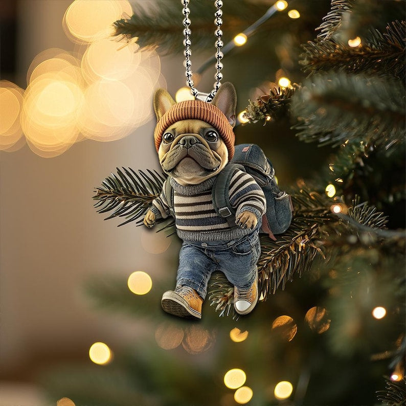 2D French Bulldog Ornament, Fashionable Acrylic Dog Hanging Ornament, Classic Style Colorful Home Decor, Christmas Gifts, Dog Lover Gifts