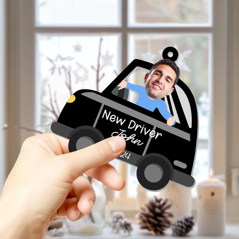 2D Personalized New Driver Ornament, Driver Learner's Permit Christmas Ornament, First Car Ornament,New Car Ornament,Custom Photo New Driver