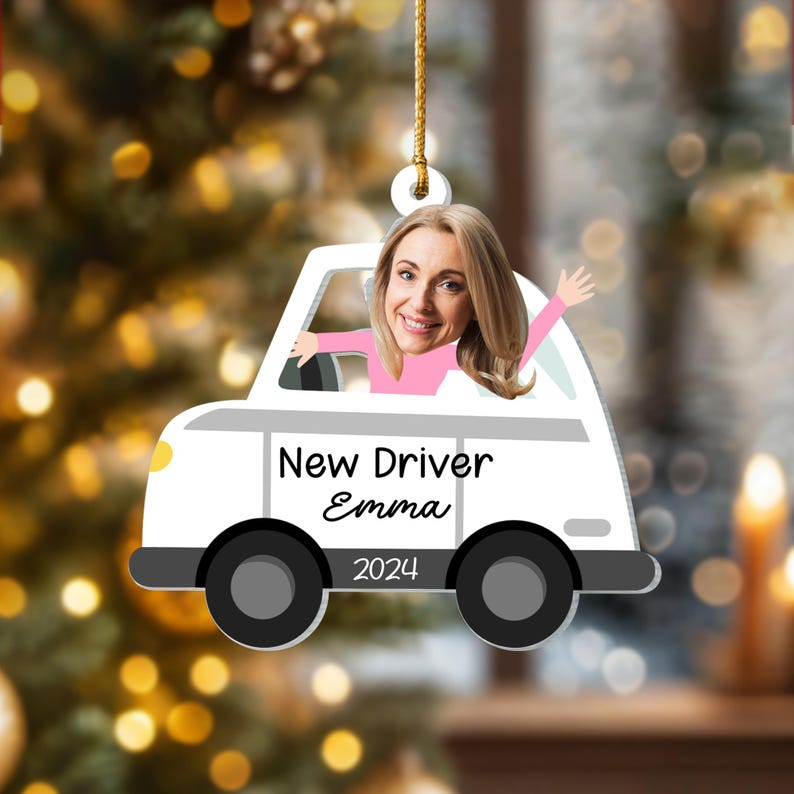 2D Personalized New Driver Ornament, Driver Learner's Permit Christmas Ornament, First Car Ornament,New Car Ornament,Custom Photo New Driver