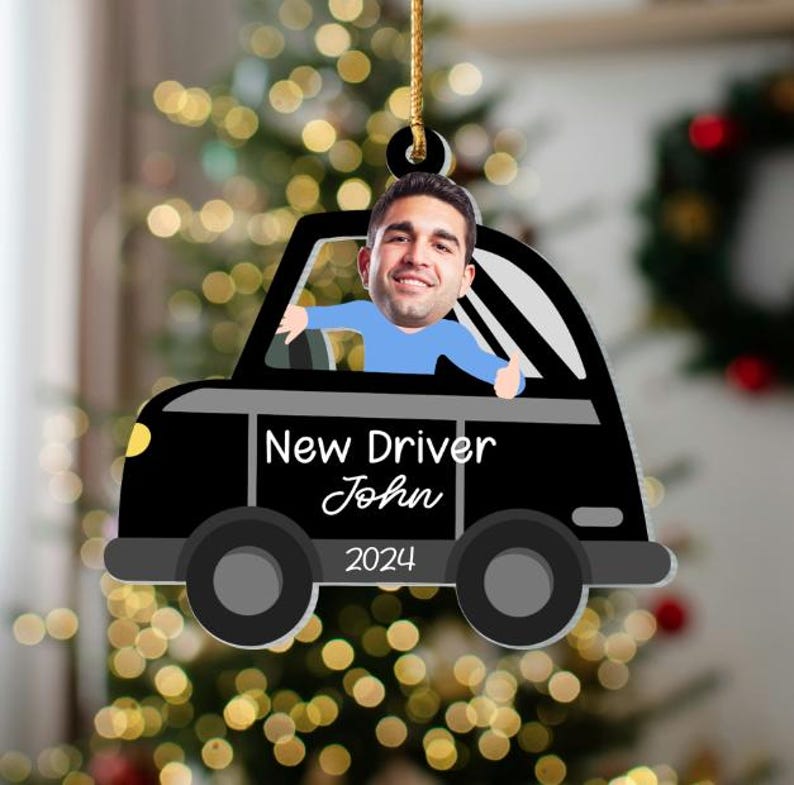 2D Personalized New Driver Ornament, Driver Learner's Permit Christmas Ornament, First Car Ornament,New Car Ornament,Custom Photo New Driver