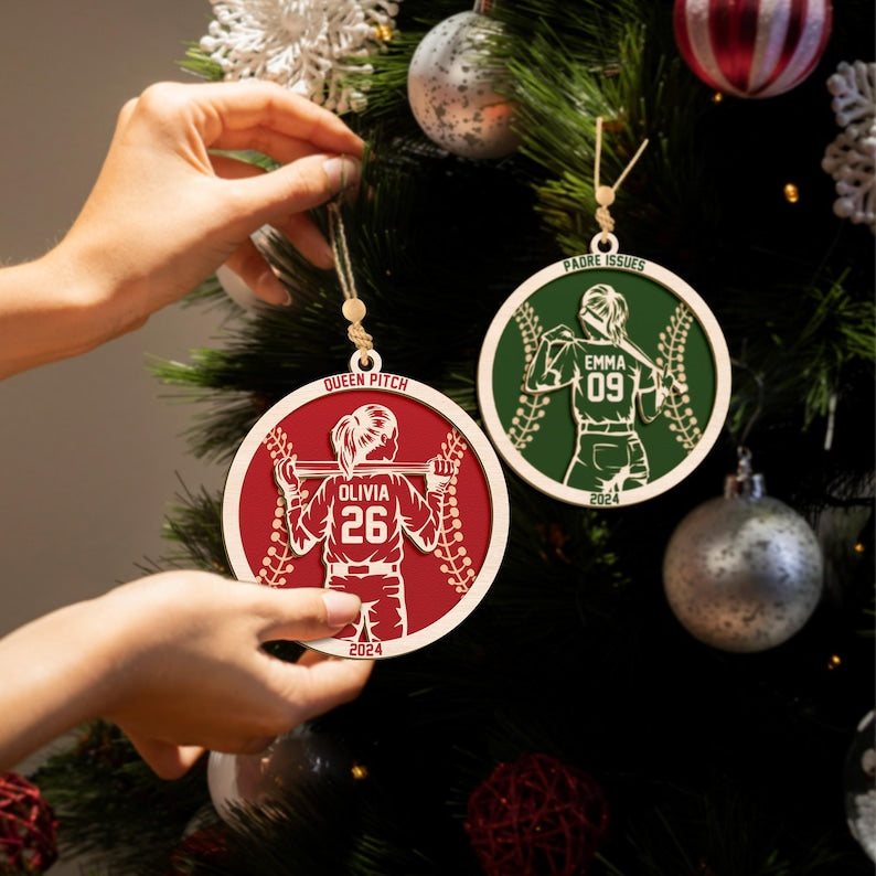 Personalize Baseball Ornament, Custom Christmas Baseball Ornament, Custom Sport Team Ornament, Custom Name Ornament